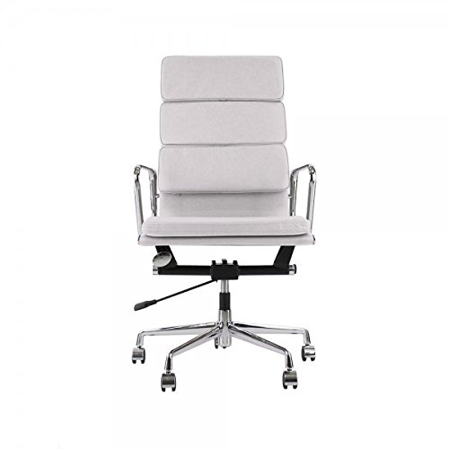 NICER INTERIOR  Furniture High Back Soft Pad Executive Office Chair, Genuine Leather In White