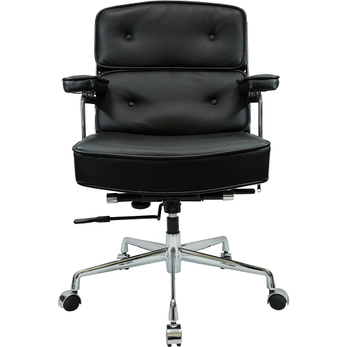 Nicer Furniture Alaia Executive Work Chair, Genuine Leather, Black