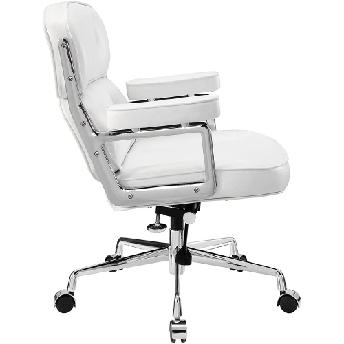 Nicer Furniture Alaia Executive Work Chair, Genuine Leather, White