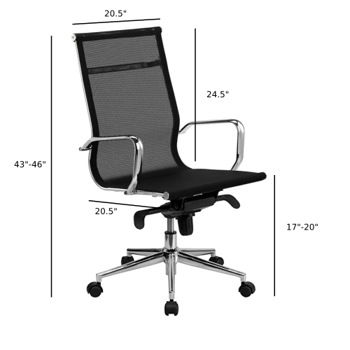 Nicer Furniture Group Style Executive Mesh High Back Chair, Black