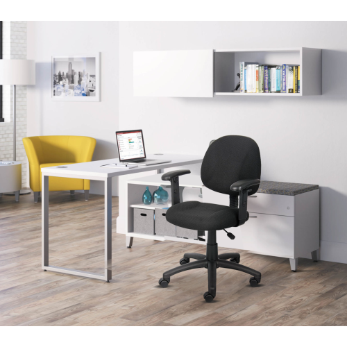 OCC Fabric Deluxe Posture Task Chair Black Computer Desk Chair Office Chair With Adjustable T Arms