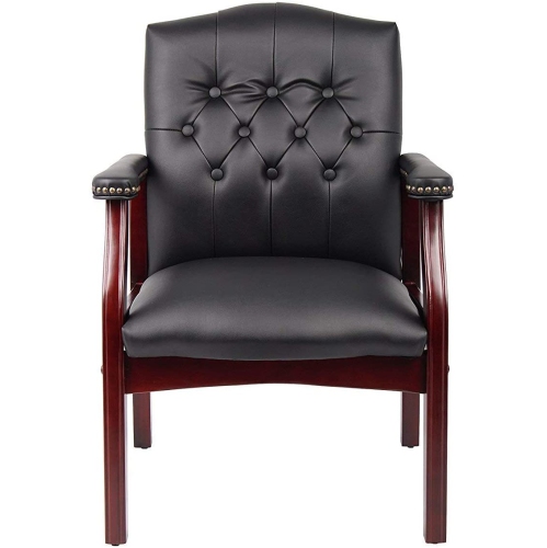 Traditional Black Caressoft Vinyl Guest Chair Conference Room Side Chair