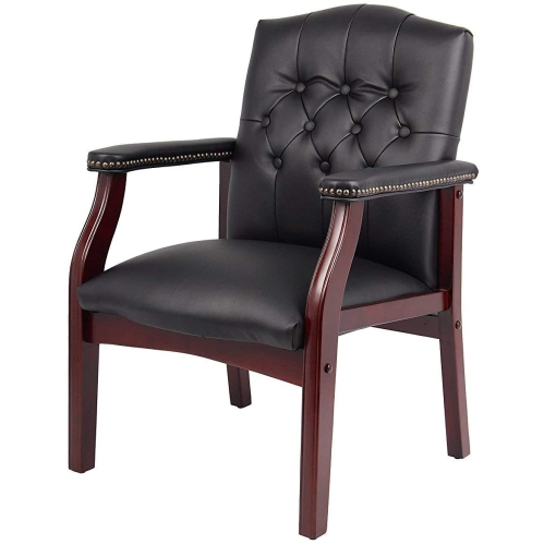 Traditional Black Caressoft Vinyl Guest Chair Conference Room Side Chair