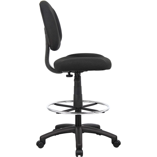 OCC Drafting Stool with Foot Ring and No Arms in Black Fabric Drafting Chair