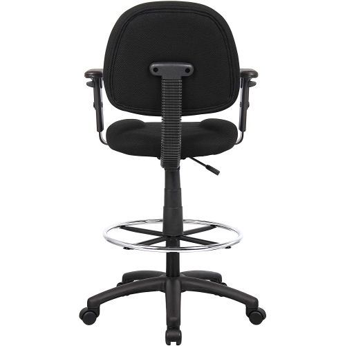 OCC Drafting Stool with Foot Ring and Adjustable Arms in Black Fabric Drafting Chair