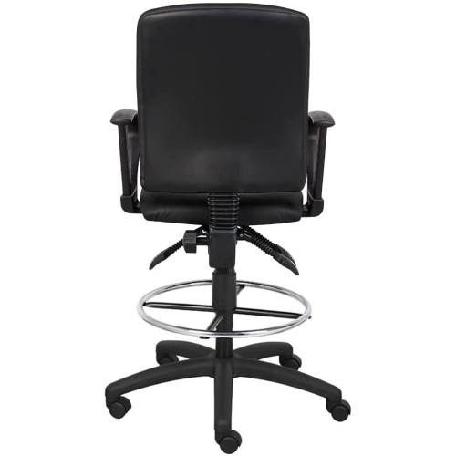 Nicer Interior Multi-function Leather Drafting Chair with loop arms, Ergonomic Drafting Stool - Black Leatherette Draft Chair
