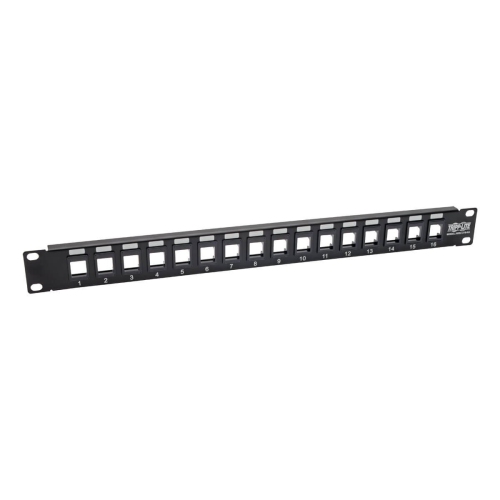 Tripp Lite 16-Port Keystone Blank Patch Panel RJ45 USB HDMI Cat5/Cat6 1URM