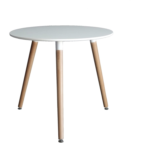 NICER INTERIOR Nicer Furniture® Eiffel Style Dining Table With Wooden Legs- Mdf Fiberboard Round Top 32" White