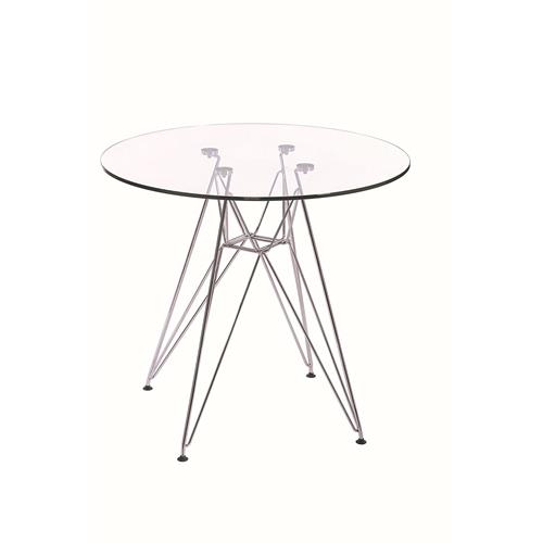 Nicer Furniture® Eames Style Dining Table with Chromed Leg and Tempered Glass Top 47" Round