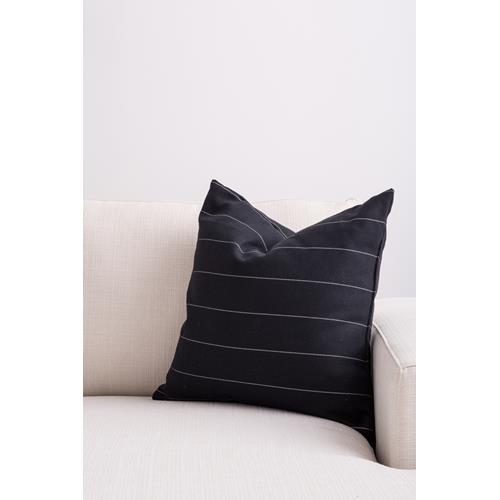 JO ALCORN  18"x18" Designer Throw Cushion - With Gray Pin Stripe In Black