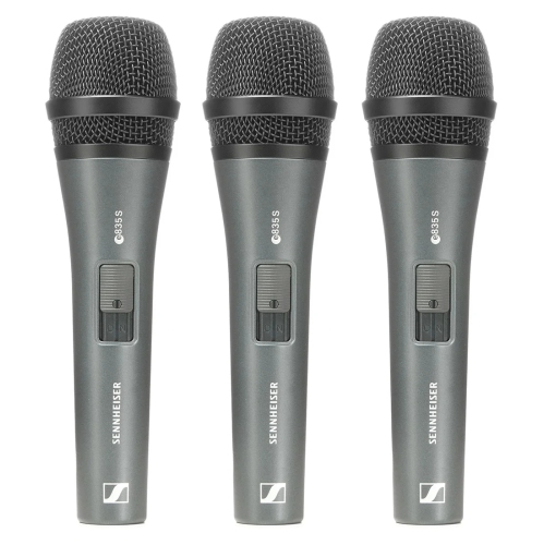 Sennheiser e835-S Evolution Handheld Dynamic Cardioid Microphone with  On/Off Switch - 3-Pack