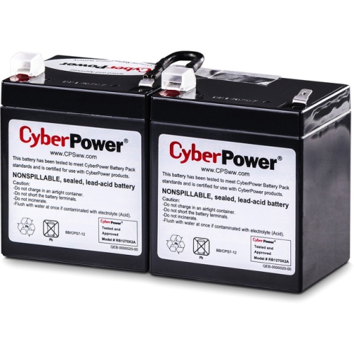 CyberPower – Cartouche de batterie de rechange pour système UPS d’alimentation sans coupure RB1270X2A, 12 V, 7 Ah