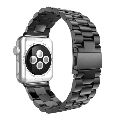 StrapsCo Stainless Steel Link Watch Band Strap for Apple Watch Series 1/2/3/4 - 42mm - Black