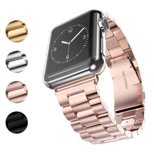 StrapsCo Stainless Steel Link Watch Band Strap for Apple Watch Series 1/2/3/4 - 38mm - Rose Gold