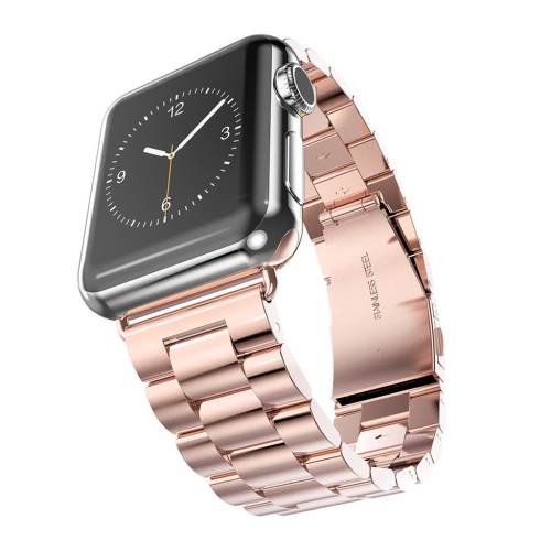StrapsCo Stainless Steel Link Watch Band Strap for Apple Watch Series 1/2/3/4 - 42mm - Rose Gold