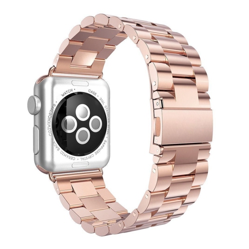 StrapsCo Stainless Steel Link Watch Band Strap for Apple Watch Series 1/2/3/4 - 42mm - Rose Gold