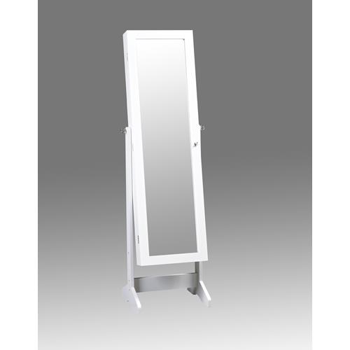 Viscologic Floor Standing Cabinet, White Jewelry Mirror Armoire