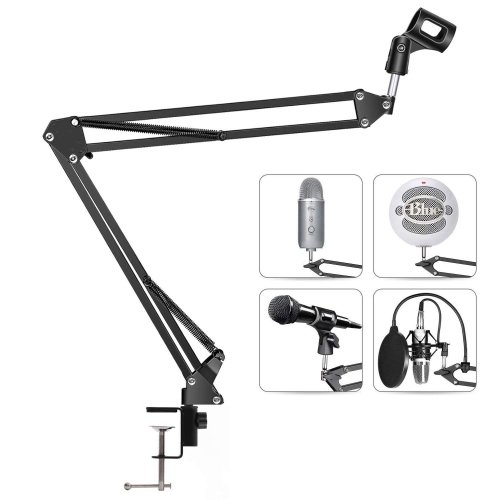 Duramex Enhanced Stronger Mic Mount Stand Microphone Suspension Boom Scissor Arm Stand with Max load at 2KG