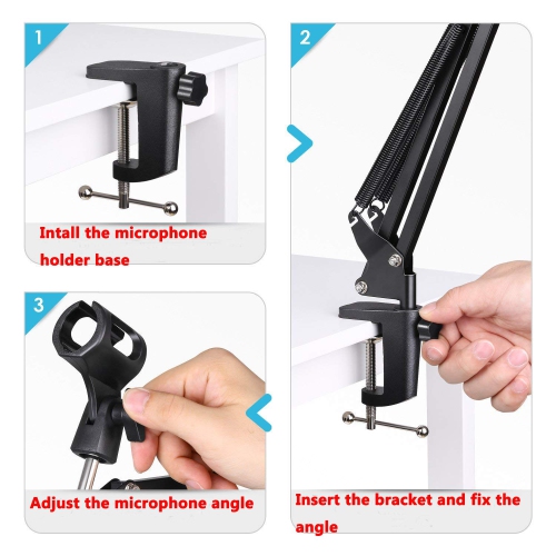 Duramex Enhanced Stronger Mic Mount Stand Microphone Suspension Boom Scissor Arm Stand with Max load at 2KG