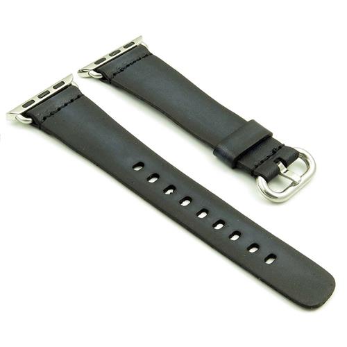 STRAPSCO  Vintage Style Leather Replacement Watch Strap for Apple Iwatch 38MM In Black