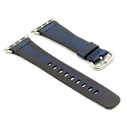 STRAPSCO  Vintage Style Leather Replacement Watch Strap for Apple Iwatch 38MM In Blue