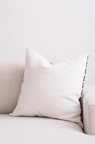 JO ALCORN  18"x18" Designer Throw Cushion - With Black Skulls In White