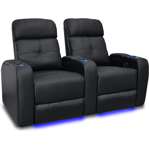 Valencia Verona Home Theater Seating | Premium Top Grain Italian 9000 Leather, Power Recliner, LED Lighting