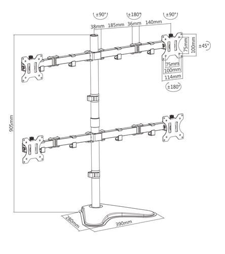 Support quadruple économique pour moniteur de 32 po ou moins de Duraamex
