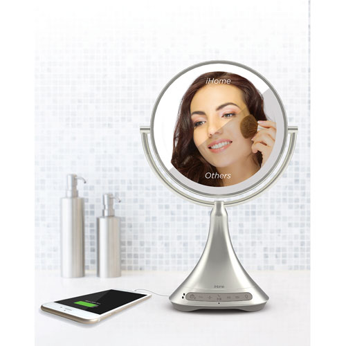 Ihome 9 Vanity Mirror Bluetooth Speaker Silver Nickel Best Buy Canada
