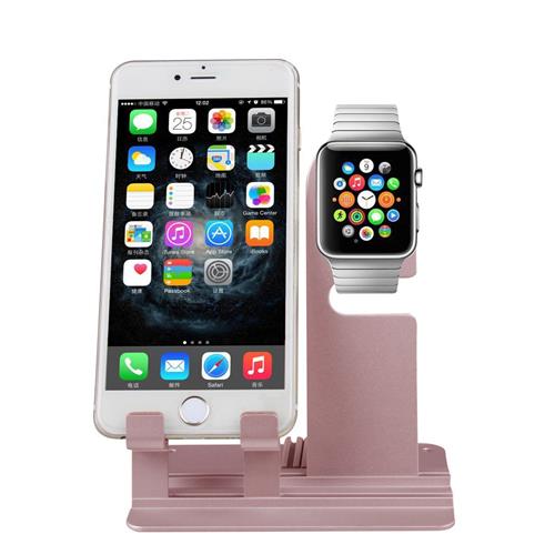 StrapsCo Charging Dock Station Stand Holder for Apple Watch iWatch iPhone in Rose Gold