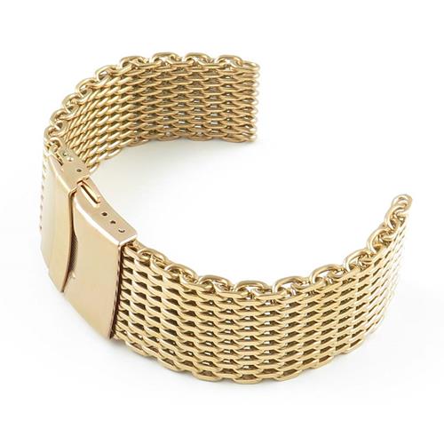 STRAPSCO  Pvd Rose Tone Stainless Steel Shark Mesh Milanese Watch Band In Size 20MM In Gold