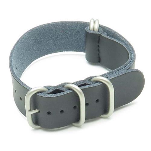 Image 1 de 4.. Bracelet en cuir G10 de StrapsCo pour montre Zulu de 20 mm, noir