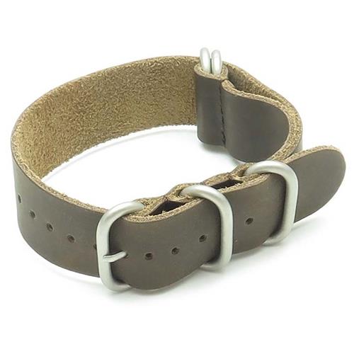Image 1 de 4.. Bracelet en cuir G10 de StrapsCo pour montre Zulu de 18 mm, brun