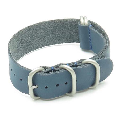 STRAPSCO  Leather G10 Nato Zulu Watch Strap In Size 16MM In Blue