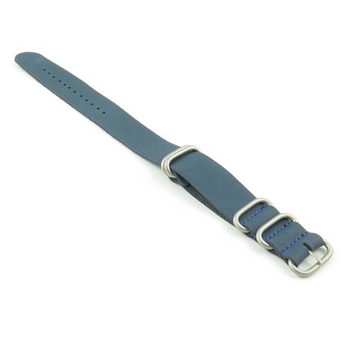 StrapsCo Leather G10 Nato Zulu Watch Strap in Blue size 22mm