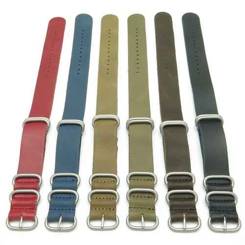 StrapsCo Leather G10 Nato Zulu Watch Strap in Red size 24mm