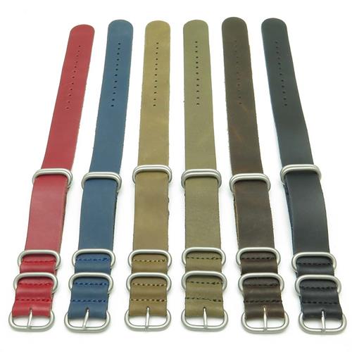 StrapsCo Leather G10 Nato Zulu Watch Strap in Light Green size 16mm