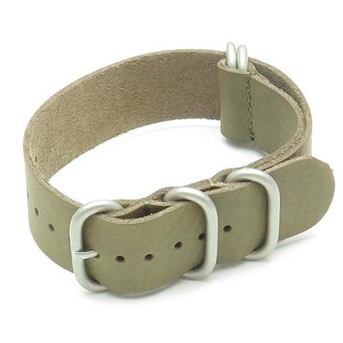 Bracelet en cuir G10 de StrapsCo pour montre Zulu de 26 mm, vert pâle