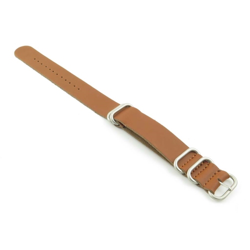 StrapsCo 22mm Rust Leather G10 Nato Zulu Watch Strap with Matte Stainless Steel Rings