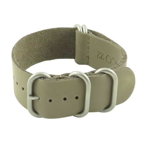 Image 1 of 3.. StrapsCo 24mm Grey Leather G10 Nato Zulu Watch Strap with Matte Stainless Steel Rings