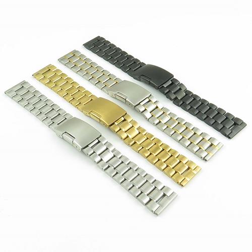 StrapsCo Matte Black Solid Stainless Steel Watch Band for Seiko in size 20mm