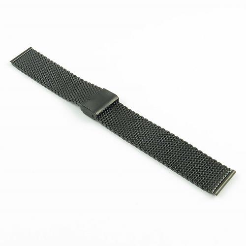 Image 1 of 3.. StrapsCo Mesh Matte Black Stainless Steel Adjustable Clasp Watch Band in size 24mm