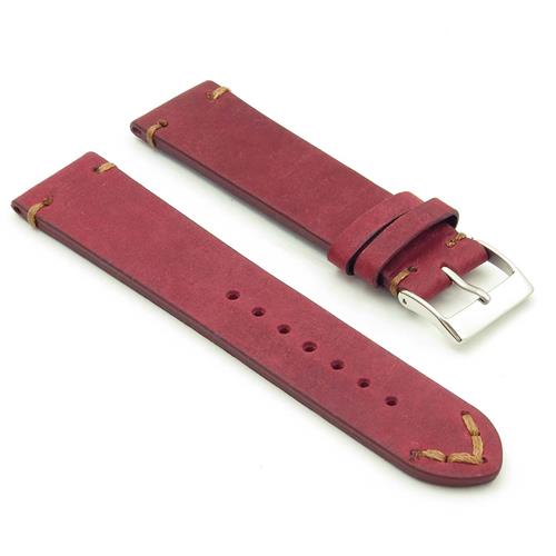 DASSARI  Tribute Vintage Italian Leather Watch Strap In 26MM In Red