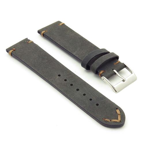 DASSARI  Tribute Extra Long Vintage Italian Leather Watch Strap In 26MM In Black