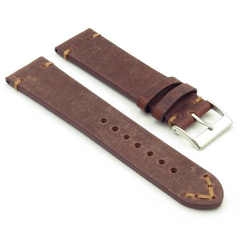 Image 1 of 4.. DASSARI Tribute Extra Long Vintage Italian Leather Watch Strap in Rust 18mm