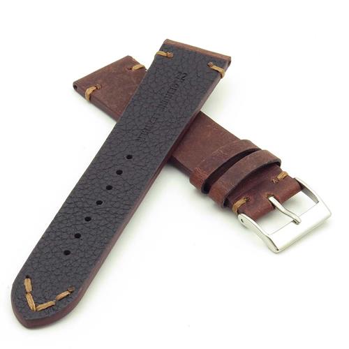 DASSARI Tribute Extra Long Vintage Italian Leather Watch Strap in Rust 18mm