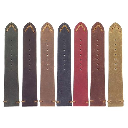 DASSARI Tribute Extra Long Vintage Italian Leather Watch Strap in Rust 18mm