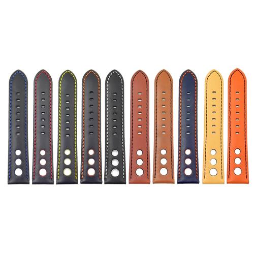 DASSARI M5 Leather Rally Strap in Black & Orange 24mm