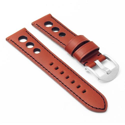 DASSARI  M5 Leather Rally Strap In & Black 18MM In Brown