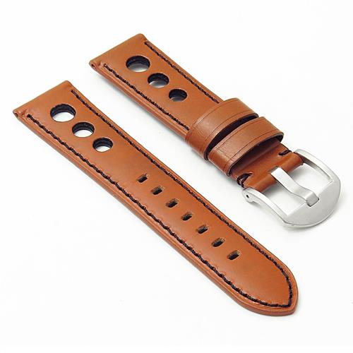 DASSARI  M5 Leather Rally Strap In Tan & 24MM In Black